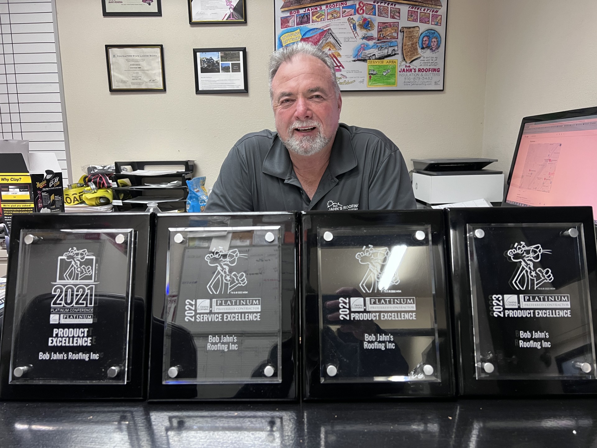 Bob Jahn with Owens Corning awards